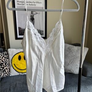 Vintage White Lace Trim Cami Top
